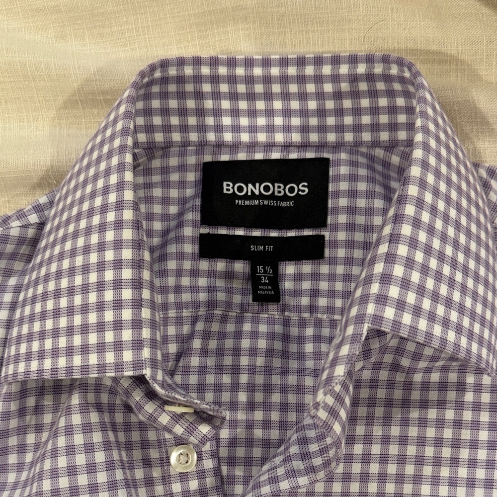 Bonobos Men's Lavender Checkered Dress Shirt